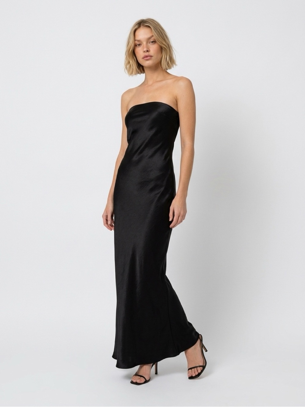 Vince Strapless Black Satin Maxi Dress NWTs $498